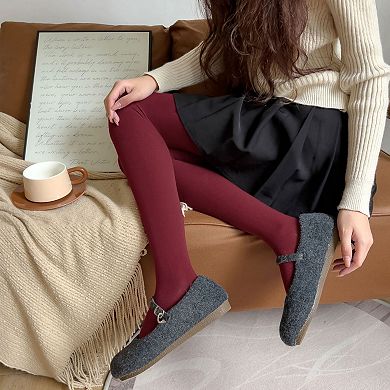 Women's Opaque Stretch Tights with Soft Elastic Waistband and Smooth Finish