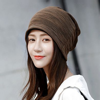 Women's Striped Slouchy Beanie - Soft & Stylish