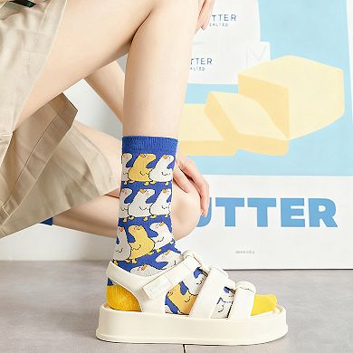 Women's Colorful Cotton Socks with Fun Cartoon Animal Patterns Breathable Soft