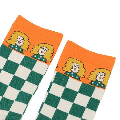 Women's Trendy Cotton Socks 2-Pack Colorful Patterned Casual Design Breathable Soft