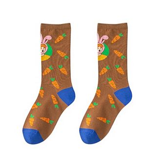 Women's Trendy Cotton Socks 2-Pack Colorful Patterned Casual Design Breathable Soft
