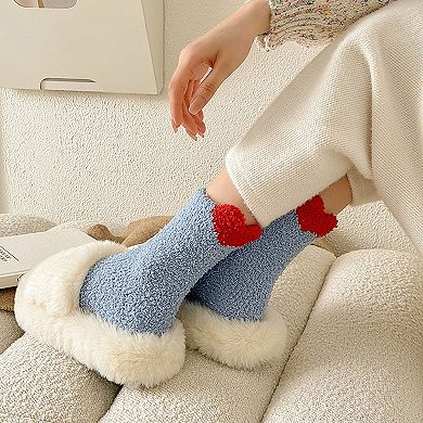 Women's 3 Pairs Coral Fleece Home Sleep Socks Warm Plush Indoor Cozy Socks