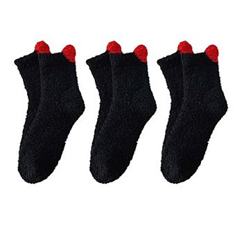 Women's 3 Pairs Coral Fleece Home Sleep Socks Warm Plush Indoor Cozy Socks