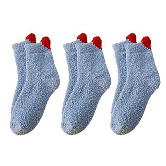 Women's 3 Pairs Coral Fleece Home Sleep Socks Warm Plush Indoor Cozy Socks