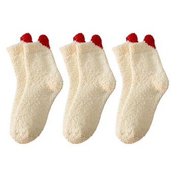 Women's 3 Pairs Coral Fleece Home Sleep Socks Warm Plush Indoor Cozy Socks