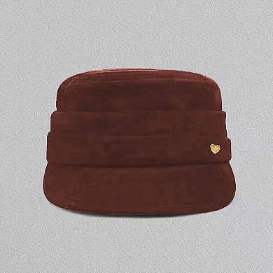 Women's Fleece Military - Style Cap with Heart Accent