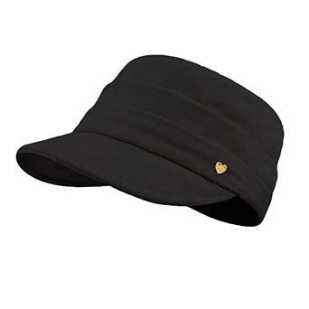 Women's Fleece Military - Style Cap with Heart Accent