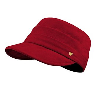 Women's Fleece Military - Style Cap with Heart Accent