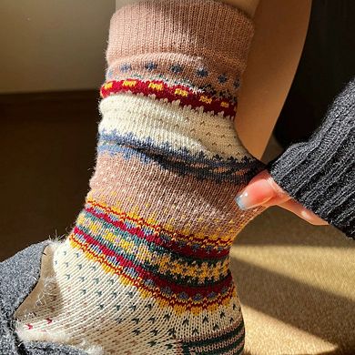 Women's 3-Pack Retro Cotton Crew Socks Soft Breathable Mid Calf Warm Everyday Wear