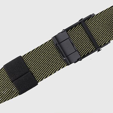 Women's Striped Nylon Belt with Textured Buckle