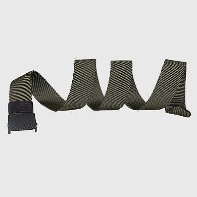 Women's Striped Nylon Belt with Textured Buckle