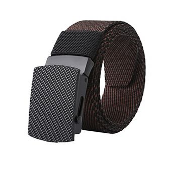 Women's Striped Nylon Belt with Textured Buckle