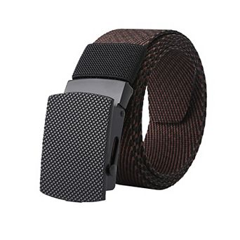 Women's Striped Nylon Belt with Textured Buckle