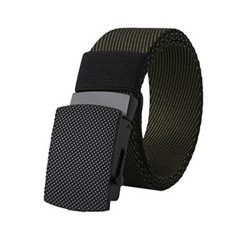 Women's Striped Nylon Belt with Textured Buckle