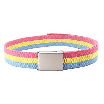 Women's Colorful Striped Canvas Belt with Silver Buckle