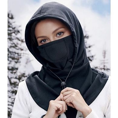 Unisex Lightweight Hooded Neck Gaiter with Adjustable Drawstring and Breathable Mesh Face Panel