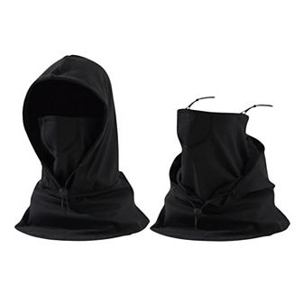 Unisex Lightweight Hooded Neck Gaiter with Adjustable Drawstring and Breathable Mesh Face Panel