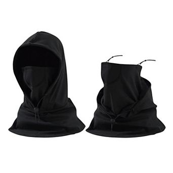 Unisex Lightweight Hooded Neck Gaiter with Adjustable Drawstring and Breathable Mesh Face Panel