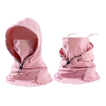 Unisex Lightweight Hooded Neck Gaiter with Adjustable Drawstring and Breathable Mesh Face Panel
