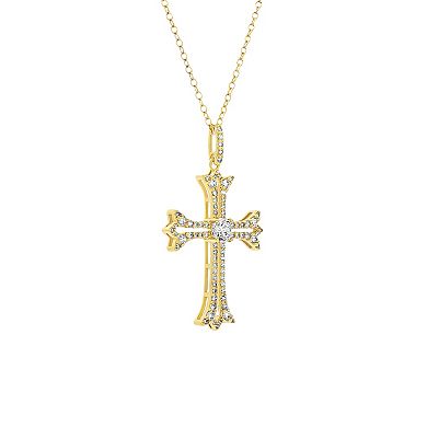 PRIMROSE Cubic Zirconia Cross Pendant Cable Chain Necklace
