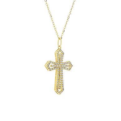 PRIMROSE 14k Gold Cubic Zirconia Cross Pendant Necklace