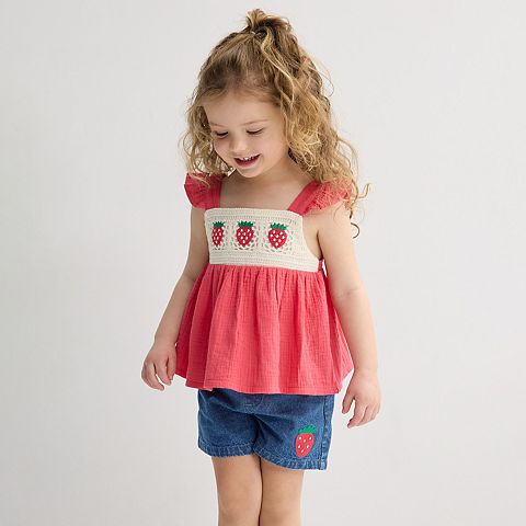 & Baby & Toddler Girl Little Lass 2 pc Strawberry Top & Shorts Set