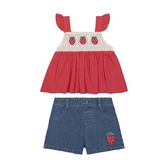 Baby & Toddler Girl Little Lass 2 pc Strawberry Top & Shorts Set