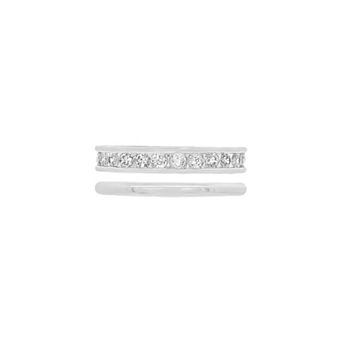 PRIMROSE Cubic Zirconia Double Band Pinky Rings