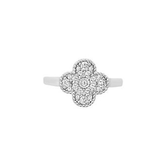 PRIMROSE Silver Plated Cubic Zirconia Clover Pinky Ring