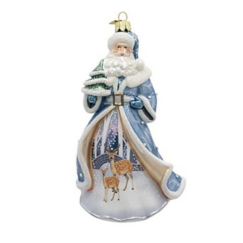 Kurt Adler 7" Bellissimo Glass Santa with Tree and Scene Ornament