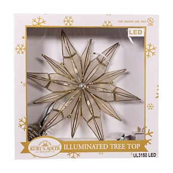 Kurt Adler 10.5-Inch 10-Light Capiz Star Tree Topper with Center Gem