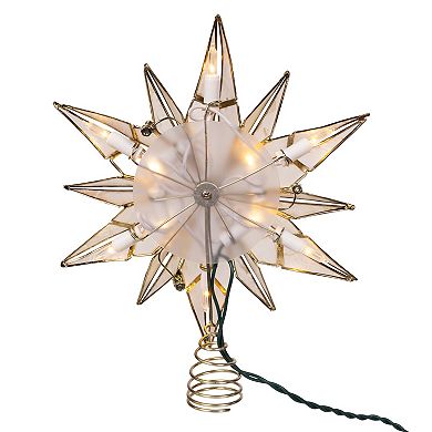 Kurt Adler 10.5-Inch 10-Light Capiz Star Tree Topper with Center Gem