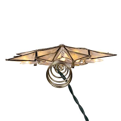 Kurt Adler 10.5-Inch 10-Light Capiz Star Tree Topper with Center Gem