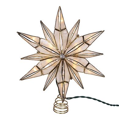 Kurt Adler 10.5-Inch 10-Light Capiz Star Tree Topper with Center Gem