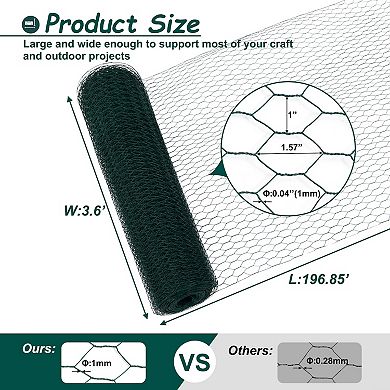 LOVMOR Large Size Galvanized Hexagonal Floral Green Chicken Wire