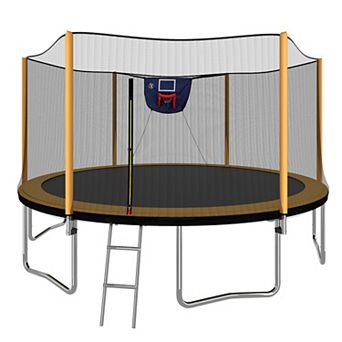 LOVMOR 14FT Powdercoated Advanced Trampoline with Basketball Hoop