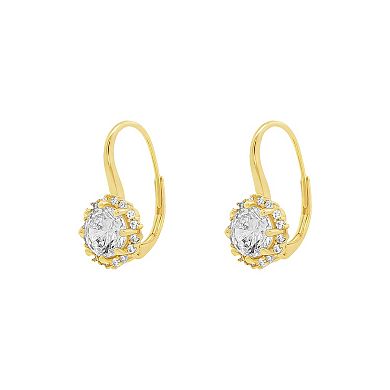 PRIMROSE Round Cubic Zirconia Halo Leverback Earrings