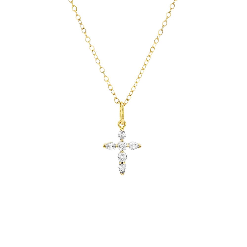 PRIMROSE 14k Gold Flash Plated Cubic Zirconia Cross Sparkle Cable