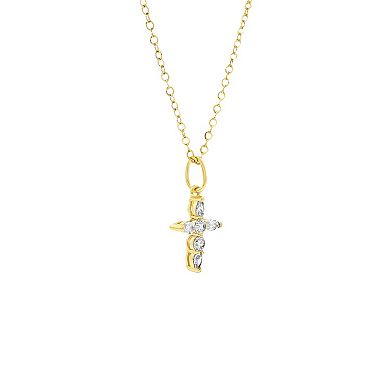 PRIMROSE 14k Gold Flash Plated Cubic Zirconia Cross Sparkle Cable Chain Pendant Necklace