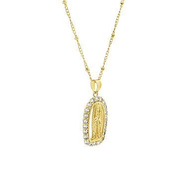 PRIMROSE 14k Gold Flash Plated Cubic Zirconia Virgin Mary Medallion ...