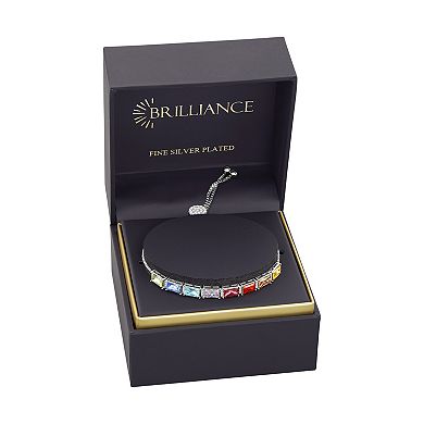 Brilliance Silver-Plated Adjustable Multicolor Crystal Baguette Adjustable Bracelet