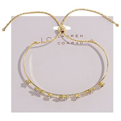 LC Lauren Conrad Gold Tone Clear & Star Simulated Stone Pull Tie Bracelet