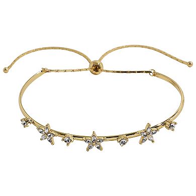 LC Lauren Conrad Gold Tone Clear & Star Simulated Stone Pull Tie Bracelet
