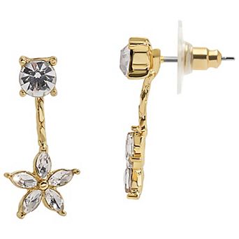 LC Lauren Conrad Gold Tone Top Clear Star Drop Earrings