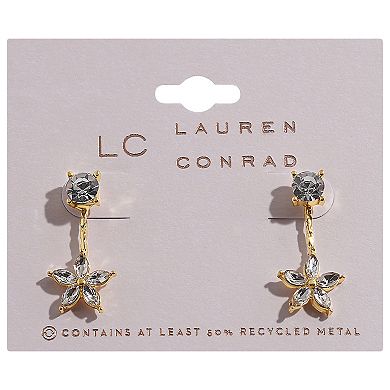 LC Lauren Conrad Gold Tone Top Clear Star Drop Earrings