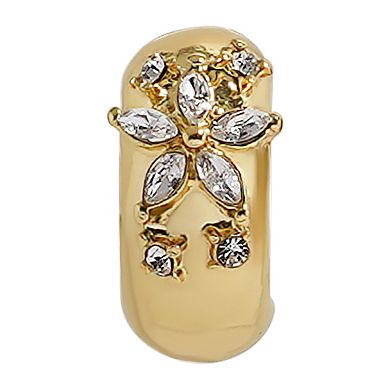 LC Lauren Conrad Gold Tone Clear Simulated Stone Snowflake Hoop Earrings