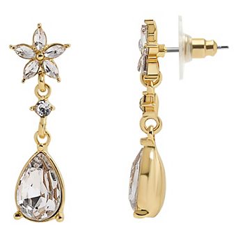 LC Lauren Conrad Gold Tone Top Clear Star Teardrop Earrings