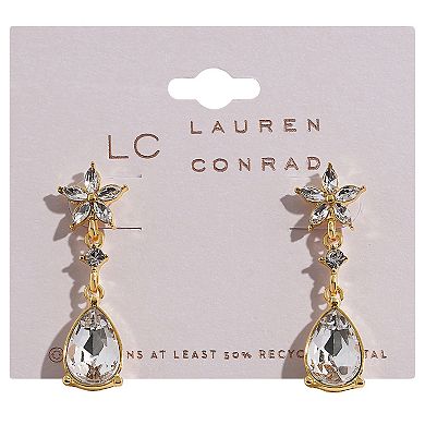 LC Lauren Conrad Gold Tone Top Clear Star Teardrop Earrings