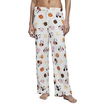 Women's Disney's Mickey and Minnie Mouse Pumpkins Plush Pajama Pants