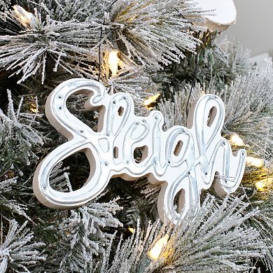 Large Farmhouse Christmas Word Art Ornaments in Galvanized Rustic Tin Script